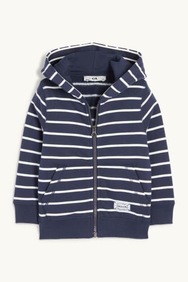 Kinderen: jongens - Sweatvest met capuchon - gestreept - donkerblauw