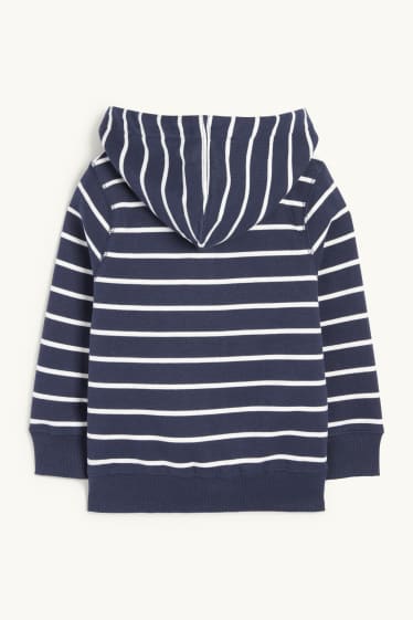 Kinderen: jongens - Sweatvest met capuchon - gestreept - donkerblauw