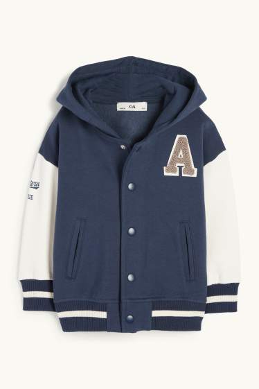 Bambini - Giacca college con cappuccio. - blu scuro