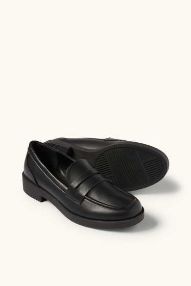 Dámské - Mokasíny - imitace kůže - černá