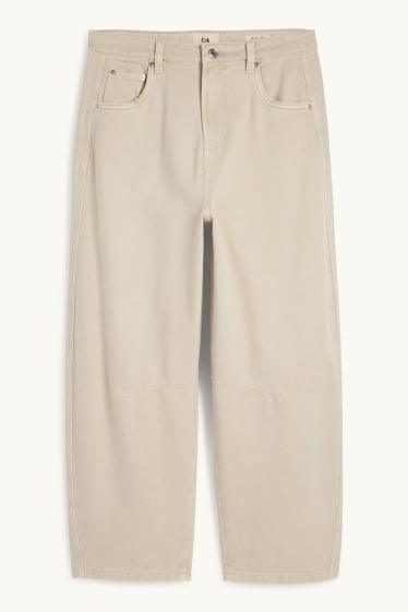 Damen - Balloon Jeans - Mid Waist - beige