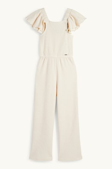 Děti - dívky - Overal - strukturovaný - béžová
