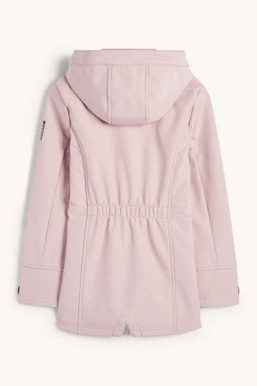 Kinder Mädchen - Softshelljacke mit Kapuze - wasserabweisend - rosa