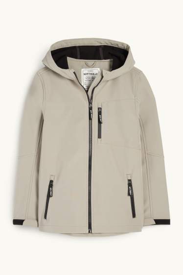 Bambini - Giacca softshell con cappuccio - idrorepellente - grigio