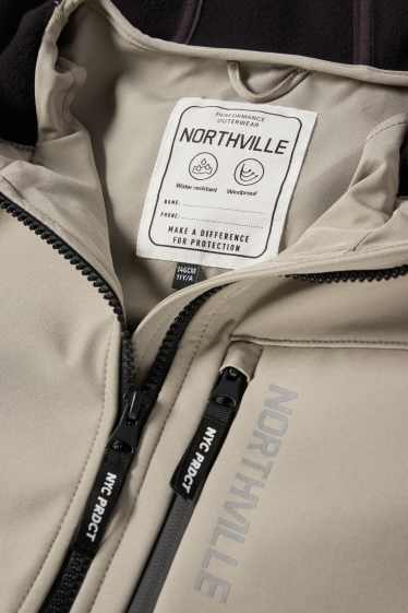 Bambini - Giacca softshell con cappuccio - idrorepellente - grigio