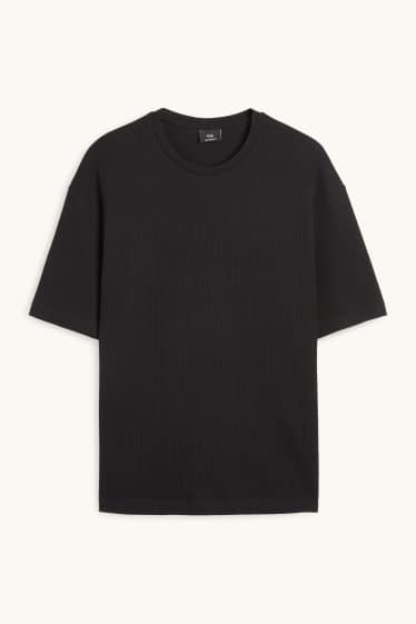 Uomo - T-shirt - relaxed fit - a coste - nero