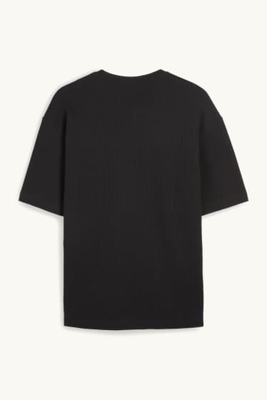 Uomo - T-shirt - relaxed fit - a coste - nero