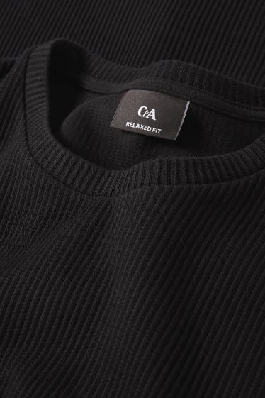 Uomo - T-shirt - relaxed fit - a coste - nero