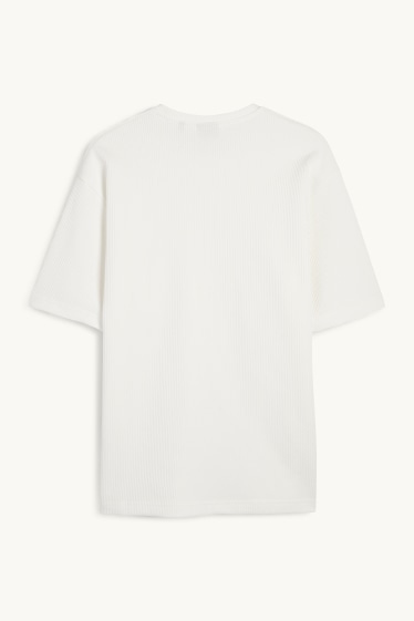 Bărbați - Tricou - relaxed fit - reiat - alb-crem
