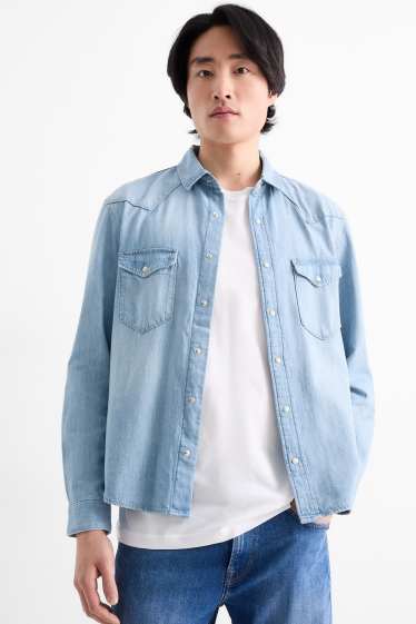 Home - Camisa texana - regular fit - Kent - texà blau clar