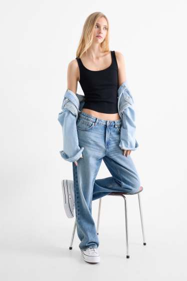 Women - Baggy jeans - mid-rise waist - denim-light blue