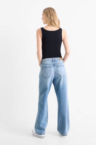 Women - Baggy jeans - mid-rise waist - denim-light blue