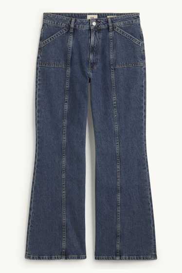 Dámské - Wide flared jeans - mid waist - džíny - modré