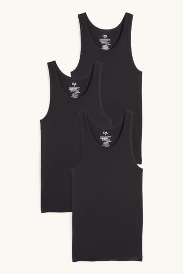 Bărbați - Multipack 3 buc. - maiou - reiat fin - fără cusături - negru