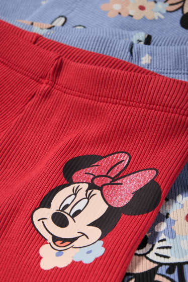 Bambine - Confezione da 2 - Minnie - leggings svasati - a costine - rosso
