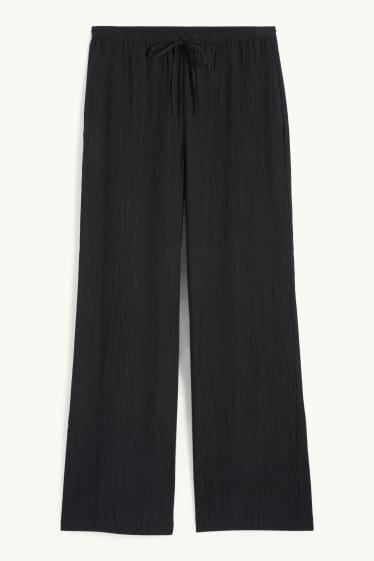 Donna - Pantaloni - vita media - gamba ampia - nero