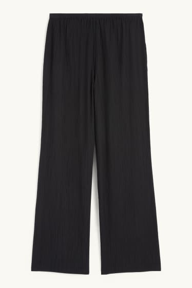 Donna - Pantaloni - vita media - gamba ampia - nero