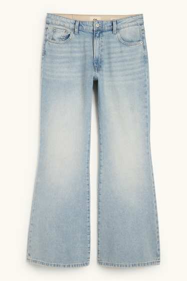 Damen - Loose Flared Jeans - Mid Waist - helljeansblau