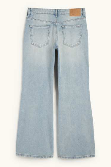 Damen - Loose Flared Jeans - Mid Waist - helljeansblau
