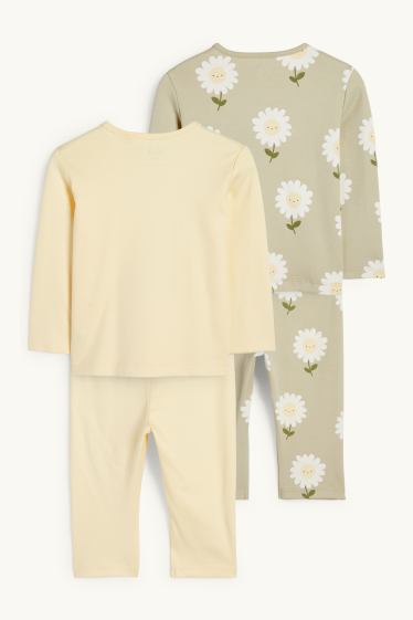 Baby Girls - Multipack of 2 - daisies - baby pyjamas - 4 piece - light yellow