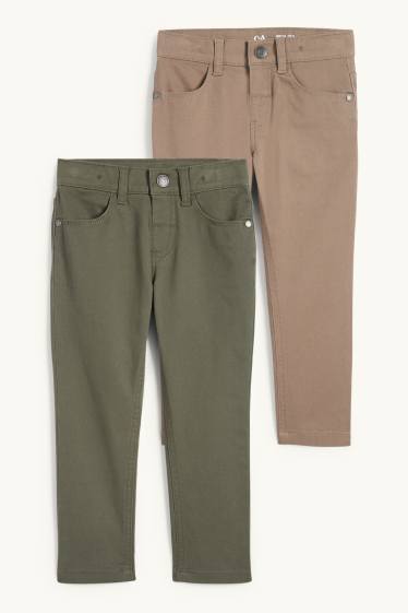Kinderen: jongens - Set van 2 - slim jeans - donkergroen