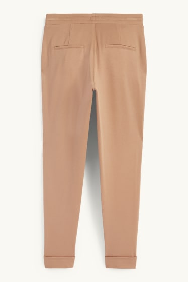 Dona - Pantalons de punt - mid waist - tapered fit - beix