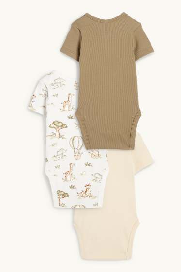 Unisex - Wielopak, 3 szt. - zwierzęta - body niemowlęce - jasny beż