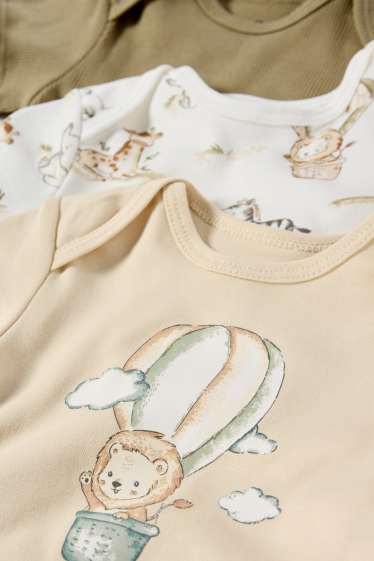 Unisex - Wielopak, 3 szt. - zwierzęta - body niemowlęce - jasny beż