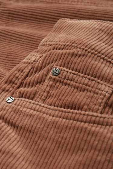 Femmes - Pantalon en velours côtelé - high waist - straight fit - marron clair