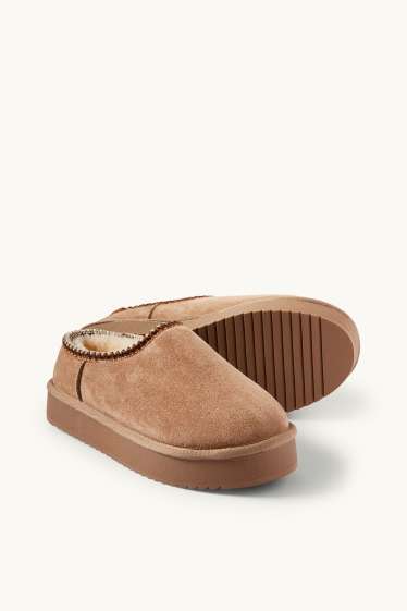 Dámské - Mokasíny - imitace semiše - béžová