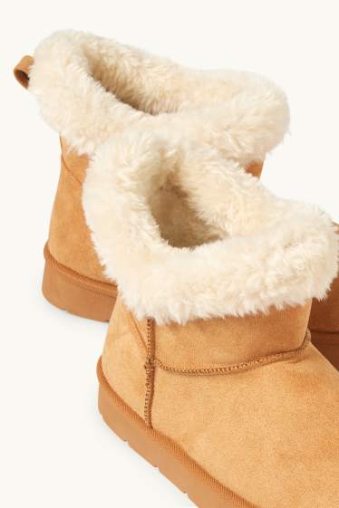 Women - Boots - faux suede - beige
