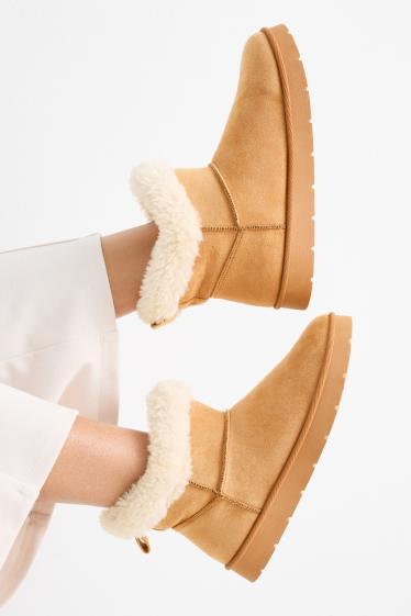 Women - Boots - faux suede - beige