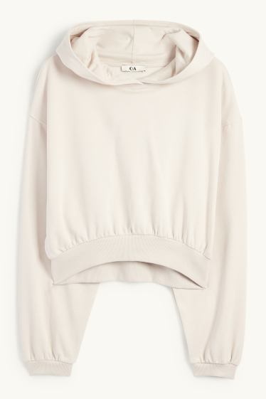 Damen - Crop Hoodie - cremeweiß