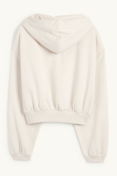 Damen - Crop Hoodie - cremeweiß