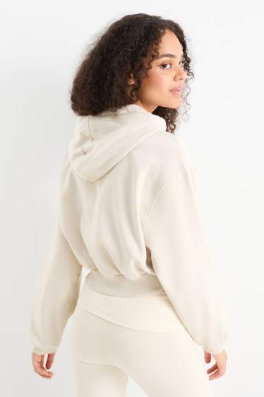 Damen - Crop Hoodie - cremeweiß