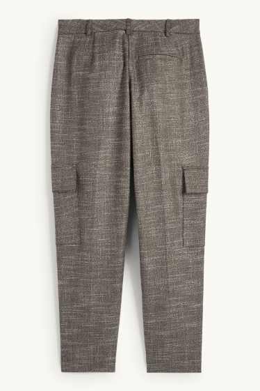 Femmes - Pantalon cargo - mid waist - tapered fit - gris-marron