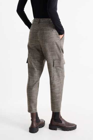 Femmes - Pantalon cargo - mid waist - tapered fit - gris-marron