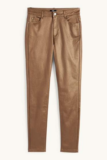 Women - Trousers - high waist - skinny fit - shiny - gold