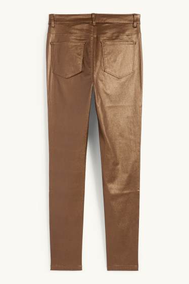 Women - Trousers - high waist - skinny fit - shiny - gold