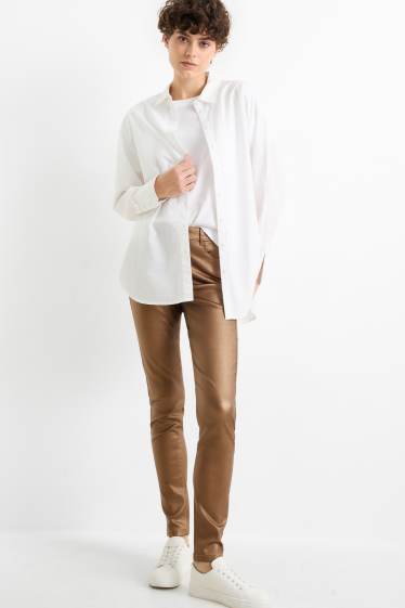 Women - Trousers - high waist - skinny fit - shiny - gold
