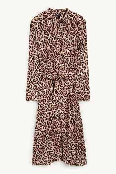 Femmes - Robe-chemisier en viscose - à motif - beige / marron