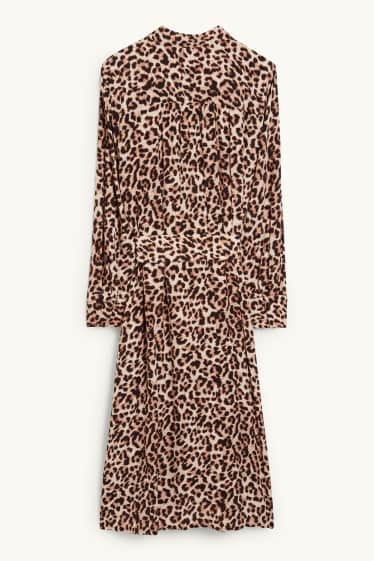 Femmes - Robe-chemisier en viscose - à motif - beige / marron