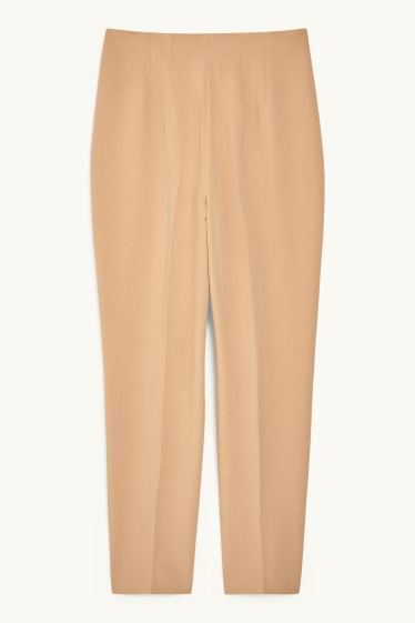 Donna - Pantaloni di stoffa - vita alta - tapered fit - marrone chiaro