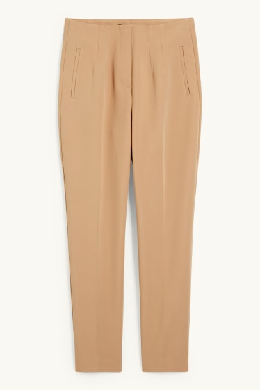 Donna - Pantaloni di stoffa - vita alta - tapered fit - marrone chiaro