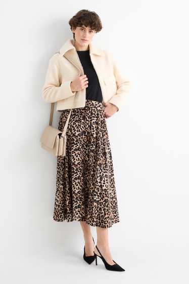 Women - Skirt - leopard print - beige / brown