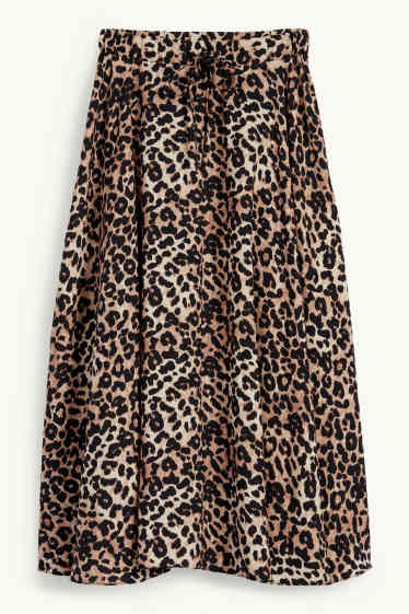 Women - Skirt - leopard print - beige / brown