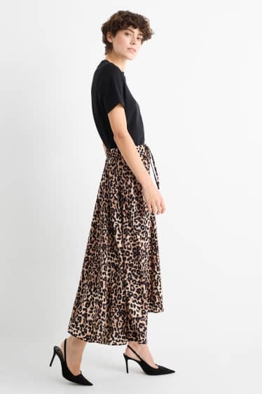 Women - Skirt - leopard print - beige / brown