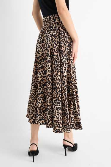 Women - Skirt - leopard print - beige / brown