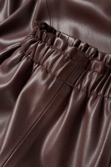 Women - Skirt - faux leather - dark brown