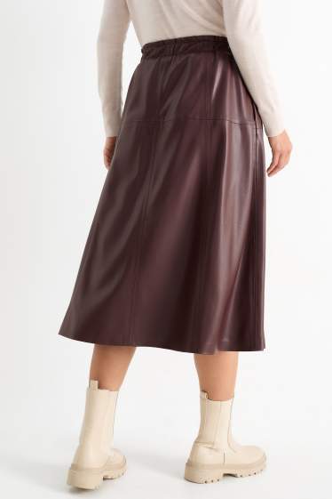 Women - Skirt - faux leather - dark brown